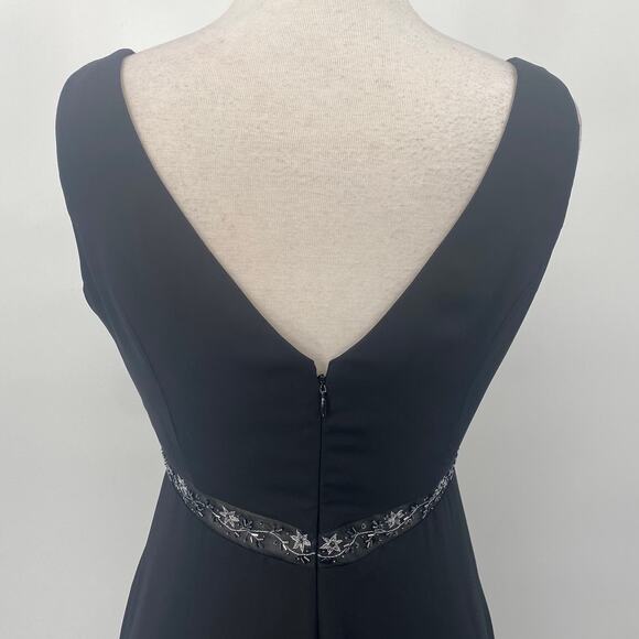 Vintage Y2k Empire Waist Beaded Gown A Line Sleeveless V Neck Black Womens 8 - Picture 8 of 11